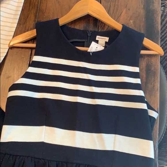 New! J.Crew women’s sleeveless cotton black/white stripe dress Small‎ holiday - Picture 2 of 4